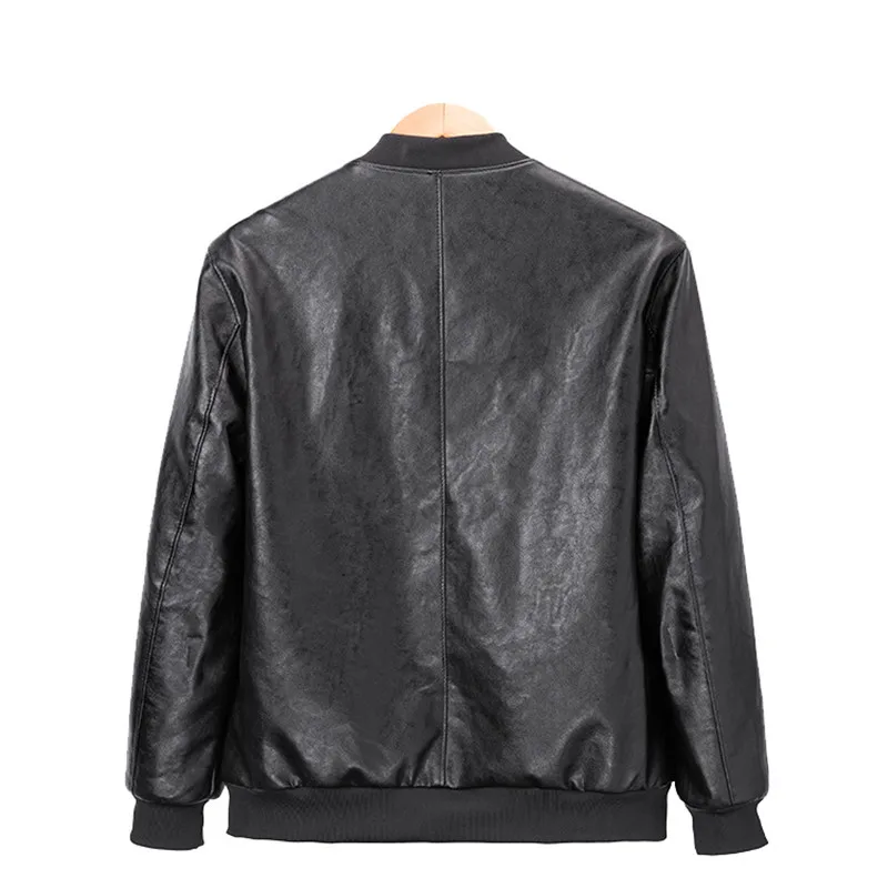 Discount 2019 Winter Men Leather Jacket PU Solid Color Motorcycle Business Jackets Windproof Male Plus Size Coats Chaqueta Moto Hombre