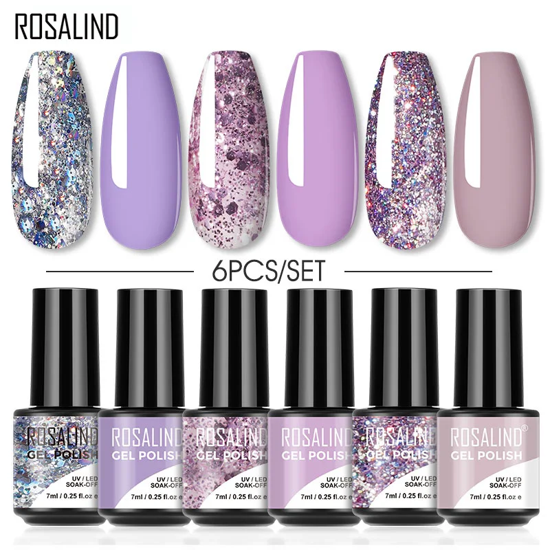 ROSALIND Gel Nail Kit 4/6pcs UV Polish Varnishes 7ml For Manicure Need Cured Base Top Coat Set | Красота и здоровье