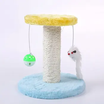 

Cat's Tree Climbing Frame Cat's Scrape Board Training Toy Rolling Sisal Scraping Post Column Rack With Fake Rat