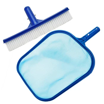 

Leaf Skimmer Filter Net & Wall Brush Set Swimming Pool Cleaning Tool Kit Outdoor Accessories