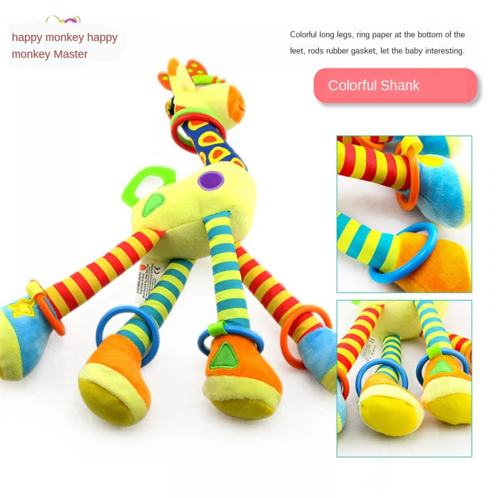 Soft Giraffe Animal Handbells Rattles Plush Infant Baby Development Handle Toys Hot Selling with Teether Baby Toy for Newborn 4