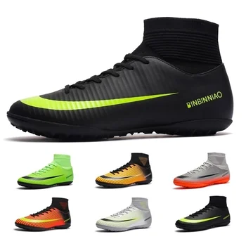 

Professional Indoor Soccer Shoes Men High-top Football Shoes Turf Training Boots Nonslip Shockproof Soccer Cleats Kids Sneakers