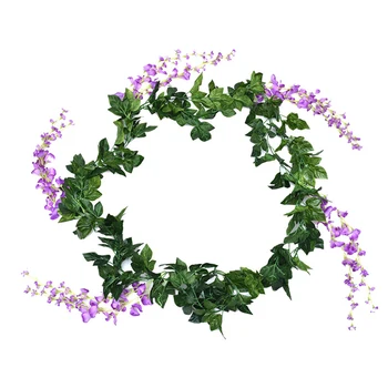 

2 Pcs Handmade Wisteria Vines Garland Plants Foliage Outdoor Home Decoration Flower DTT88
