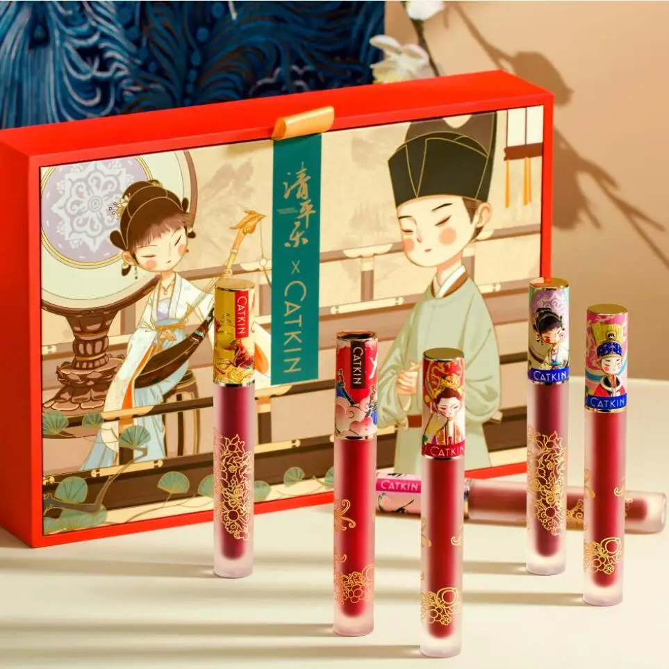 Catkin Batom Líquido Gloss Pçs Definir Leveza Bastante Impermeável Cetim Duradouro Nutrir Hidratante Suave 6 6 Brilho labial