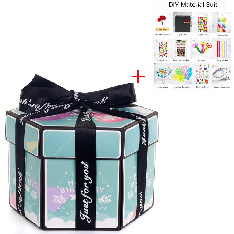 with DIY kits 15 18 цветов, вечерние подарочные коробки для скрапбукинга на юбилей, DIY фотоальбом, рождественский подарок, дропшиппинг - Цвет: with DIY kits 15