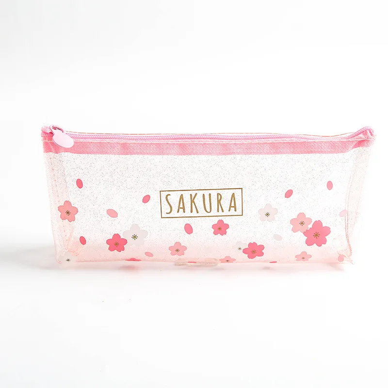 Sakura Прозрачный чехол-карандаш Sakura, розовый простой милый чехол-карандаш, школьные принадлежности, канцелярские принадлежности, сумка для хранения, ПВХ детские карандашные чехлы - Цвет: Sakura
