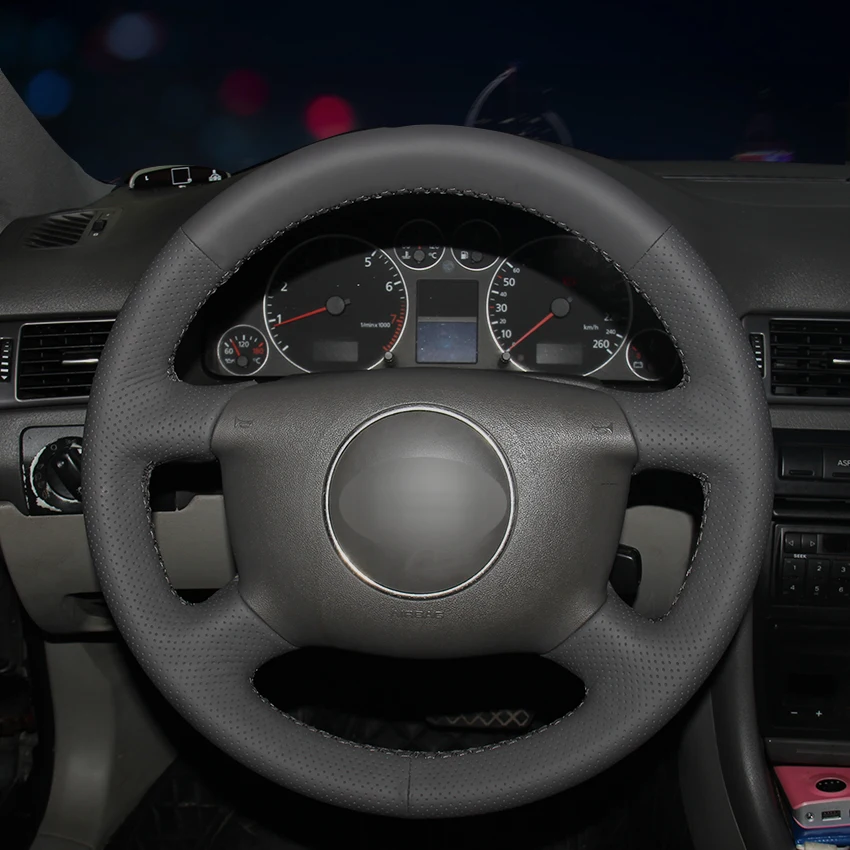 

Черная кожаная мужская прошитая вручную чехол рулевого колеса автомобиля для Audi A6 2000 2001 2002 2003 2004 Audi A3 2000 2001 2002 2003 A4 B6 2002