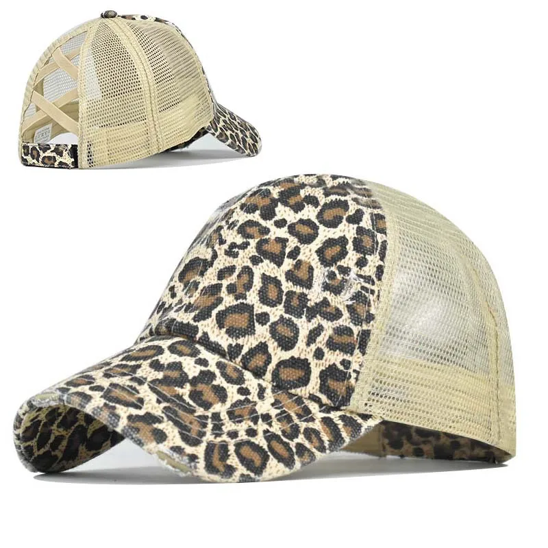 

Unisex Base ball Cap Washed Distressed Womens Criss Cross Hat Ponytail Messy Bun Trucker Pon y Caps