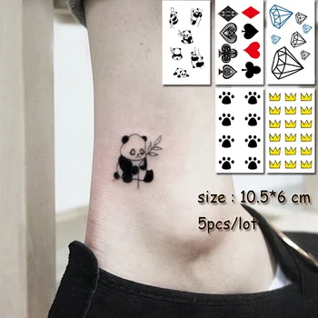 

Temporary Tattoo Sticker panda crown diamond waterproof fake Tatto Water Transfer small size flash Tatoo for girl woman kid man