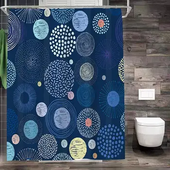 

180*180cm Shower Curtain Colorful Circle/Firework Print Bathroom Curtains Waterproof Shower Curtain Bathroom Hanging Curtains