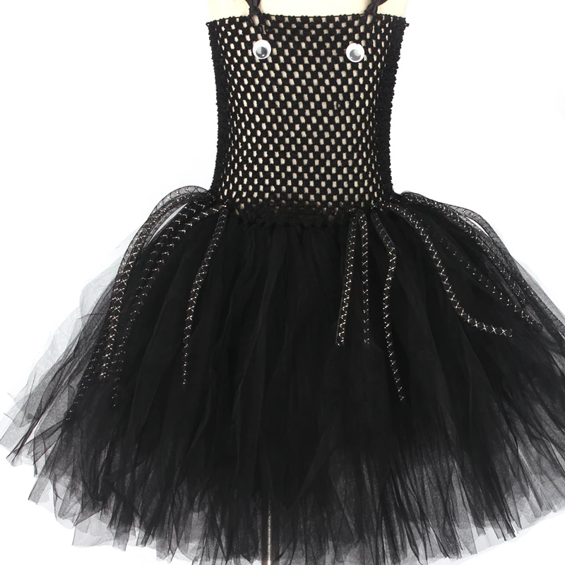 Silly Spider Tutu Dress for Girls Halloween Carnival Party Costume Kids Black Arachnid Animal Dress with Hair Clip Cosplay Dress (9)