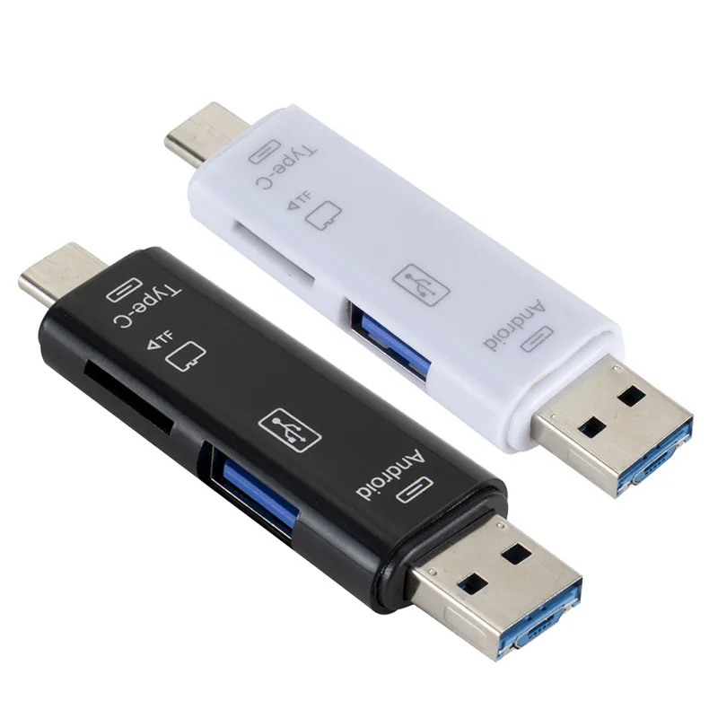 Универсальный кард-ридер TYPE-C TF USB2.0 5-в-1 OTG ABS прочный кард-ридер мульти-функция быстрого чтения