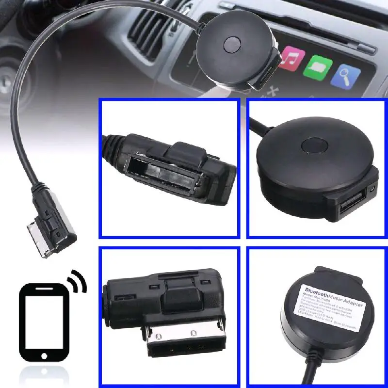 

Wireless Interface Black Bluetooth Music Adapter For MMI AUX Cable Cell iPhone