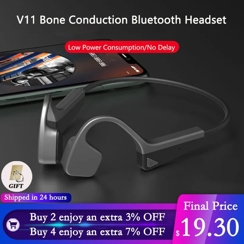 V11 Bone Conduction Bluetooth Беспроводные спортивные наушники Домашний открытый IPX5