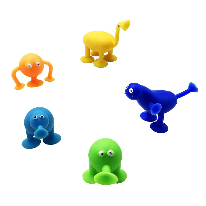 5 uds al azar Mini tonto copa de succión muñeca Marina tierra Animal extraño Cupule idiota taza chico acción juguete de la cápsula marioneta Modelo figura