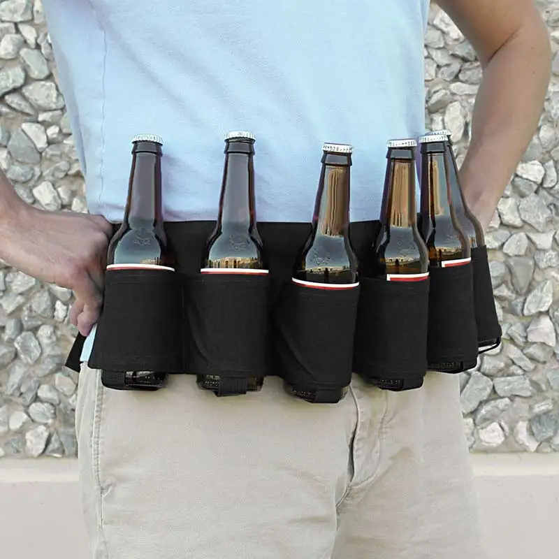 Portable 6 Pack Beer Wine Bottle Beverage Soda Can Holster Drink Waist Bag Party Holder Belt Climbing Camping Hiking Holster