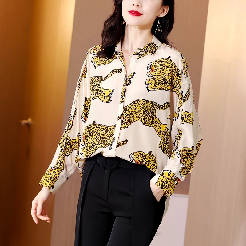 Yellow Contrast Color Silk Shirts 2020 Spring and