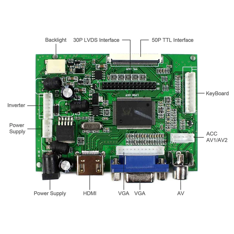 Display Lcd com Vga e Hdmi Compatível Driver Kit Board Controlador Claa070ma0acw 800x600 - Imagem 3