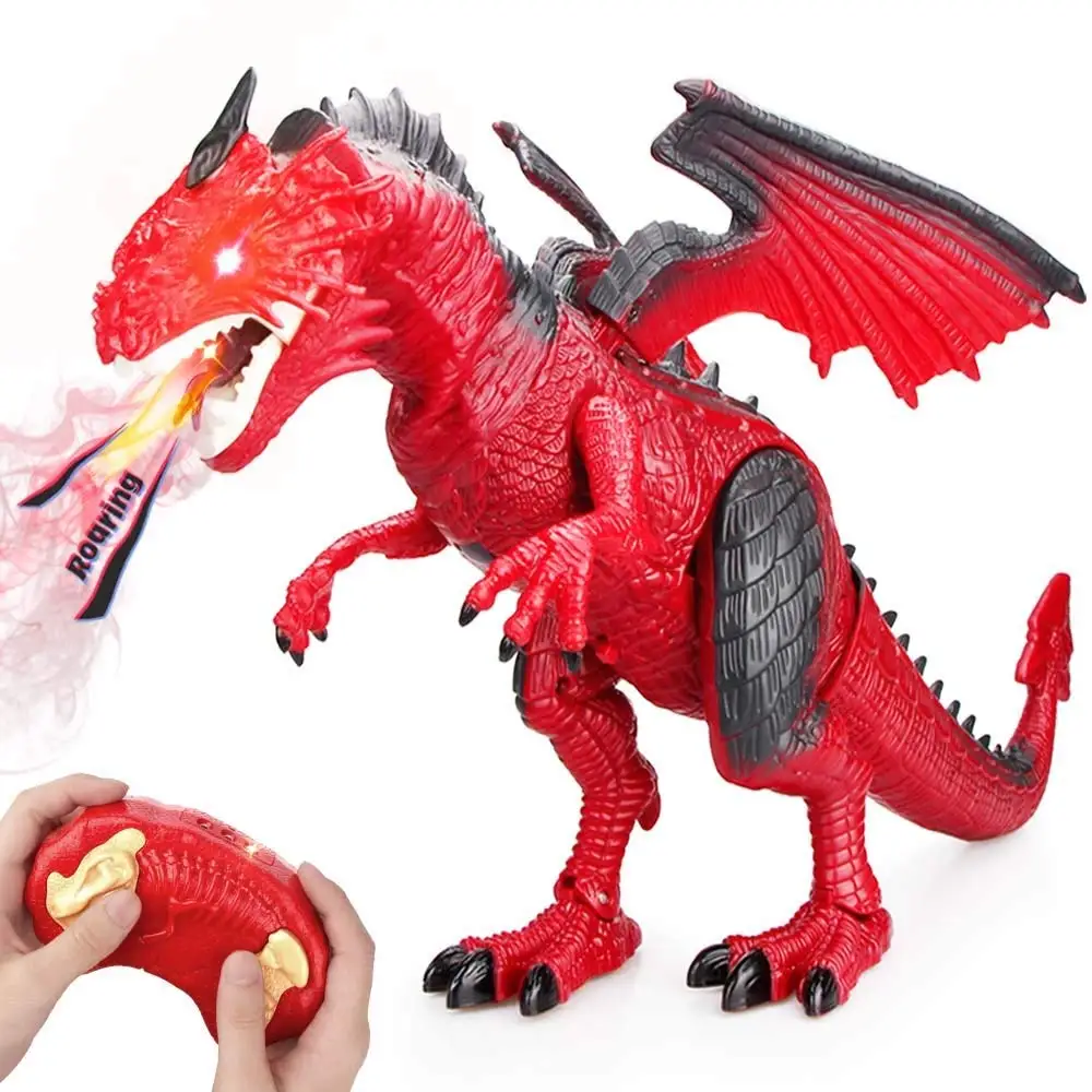 

Control Electronic Walking Dinosaur Toy Children RC Animal Toys w/ Simulation Roaring , Spraying Smoke , Shaking Head , Flapping