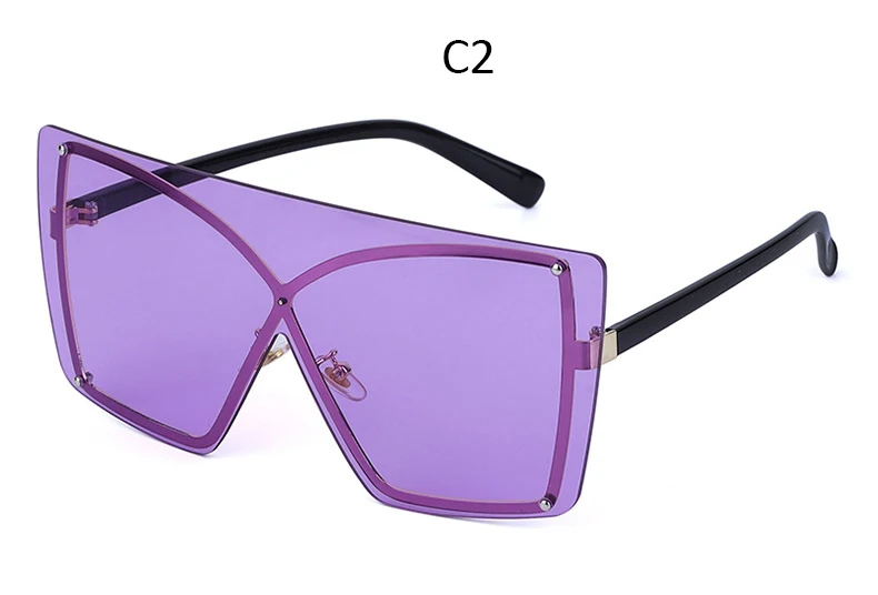 Роскошные негабаритные очки с плоским верхом женские градиентные линзы итальянский бренд без оправы Солнцезащитные очки металлические женские квадратные oculos de sol - Цвет линз: C2