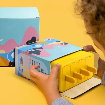 

Summer Homemade Ice Cream Ice-lolly Mould 4 Grid Double Layer Silica Ice Cream Makers Kitchen DIY Accessories Popsicle Mold