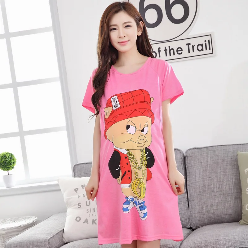 

Summer Thin Short Sleeve Confinement Clothing Pregnant Women Nightgown Nursing Dress wei nai qun Cotton Pregnant Women Pajamas D