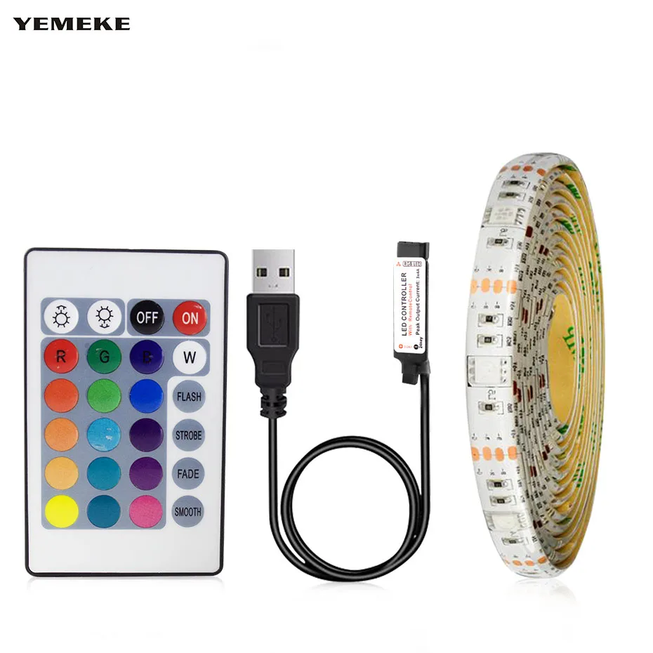

DC 5V LED RGB USB LED Strip Under Cabinet Kitchen Closet Remote control on/off/dimming light Home decoration lighting luz D4