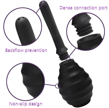 330ml Bulb Container ball douche silicone enema syringe shower cleaning head anal beads butt plug nozzle tip Hygiene tool gay 5
