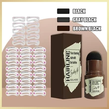 

One Step Eyebrow Stamp Shaping Kit Professional Eyebrow Gel Stamp Makeup Kit + 10/24Pcs Reusable Eyebrow Stencils Eyebrow Brushe