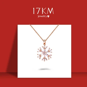 

17KM Zircon Snowflake Pendant Necklaces For Women Girls Vintage Bohemian Cross Gold Necklace Choker Fashion Jewelry Gift