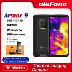 Ulefone Armor 9 Rugged Mobile Phone Thermal Imaging Camera FLIR® Android 10 128GB Smartphone Helio P90 Mobile Phone 6600mAh 64MP