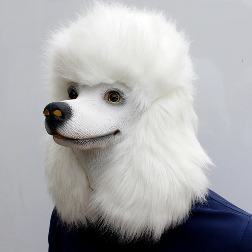 

1pc Deluxe Halloween Costume Party Performance Latex Super Dog Head Mask Roomy Fit Any Child or Adult Poodle Mask