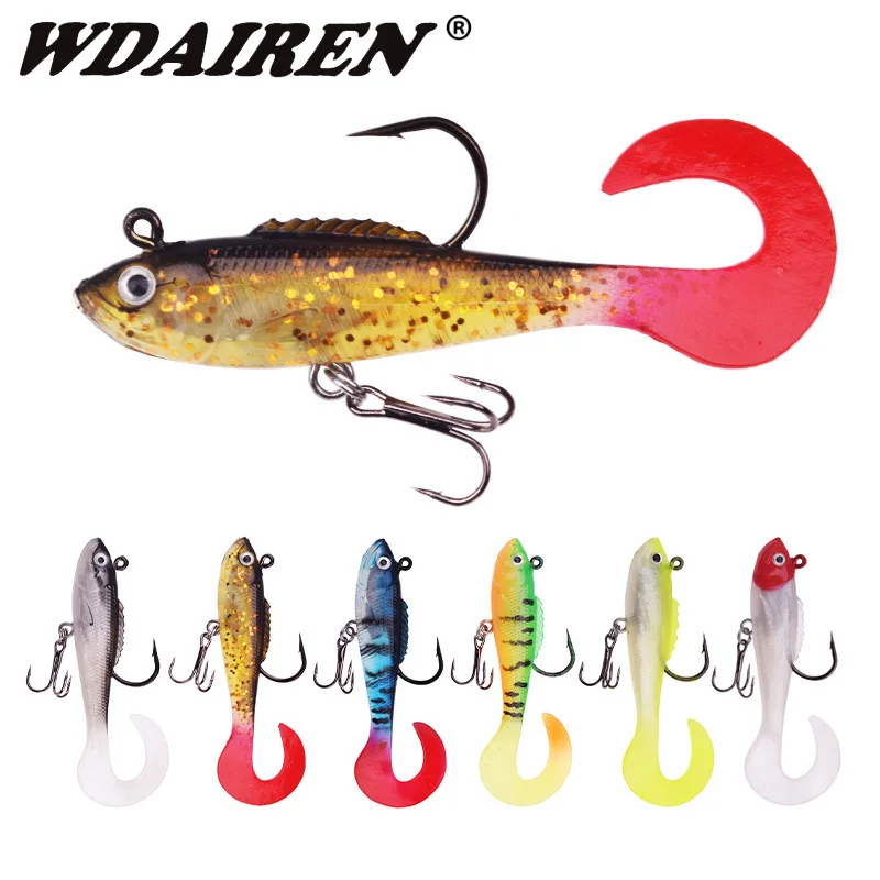 

WDAIREN Long Tail Silicone Soft Bait 60mm 4g Jigging Head Wobblers Fishing Lures Artificial Baits for Sea Bass Carp Pesca Tackle