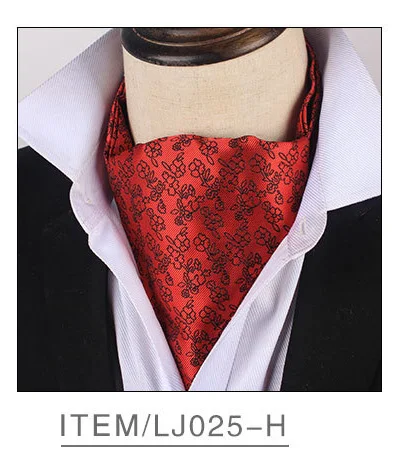 25-H Men's Classic Paisley Ascot Red Yellow Floral Cravat Vintage Ascot For Men Wedding Business Fashion Party Neckwear Gift Neckties - Цвет: 25-H