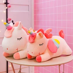Peluche licorne couchée grande taille pour enfants, jouets créatifs, oreiller confortable, décompression, Kawaii, cadeau d'anniversaire 