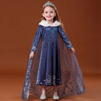 

Fantasy Halloween Costumes For Kids Girls Party Cosplay Princess Dress Children's Clothing Long Sleeve Winter Clothes Elsa Dress