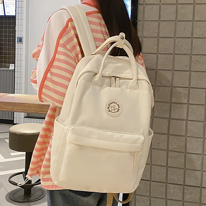 

New Niche Brand Teenage Girl Boy Student Schoolbag Square Vertical Women Backpack Waterproof Female Backpacks Korean Version Bag