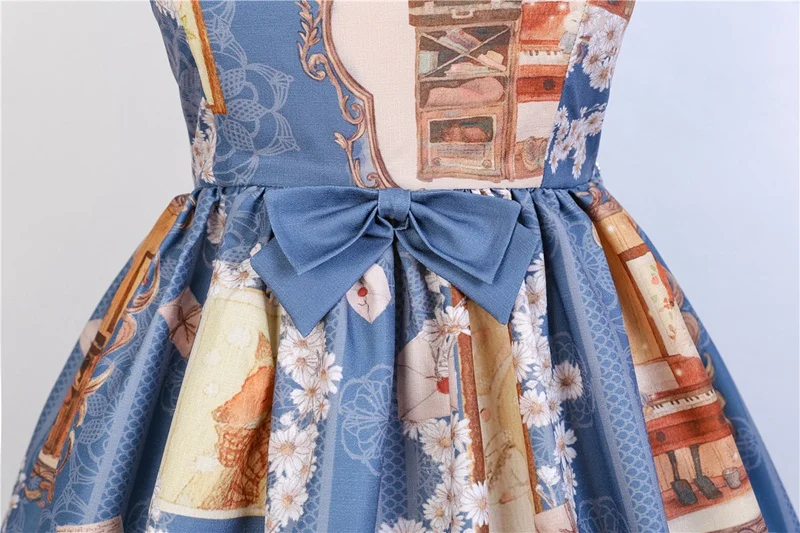 Синий розовый сарафан Лолита платье женские летние на подтяжках японский стиль косплей милые платья