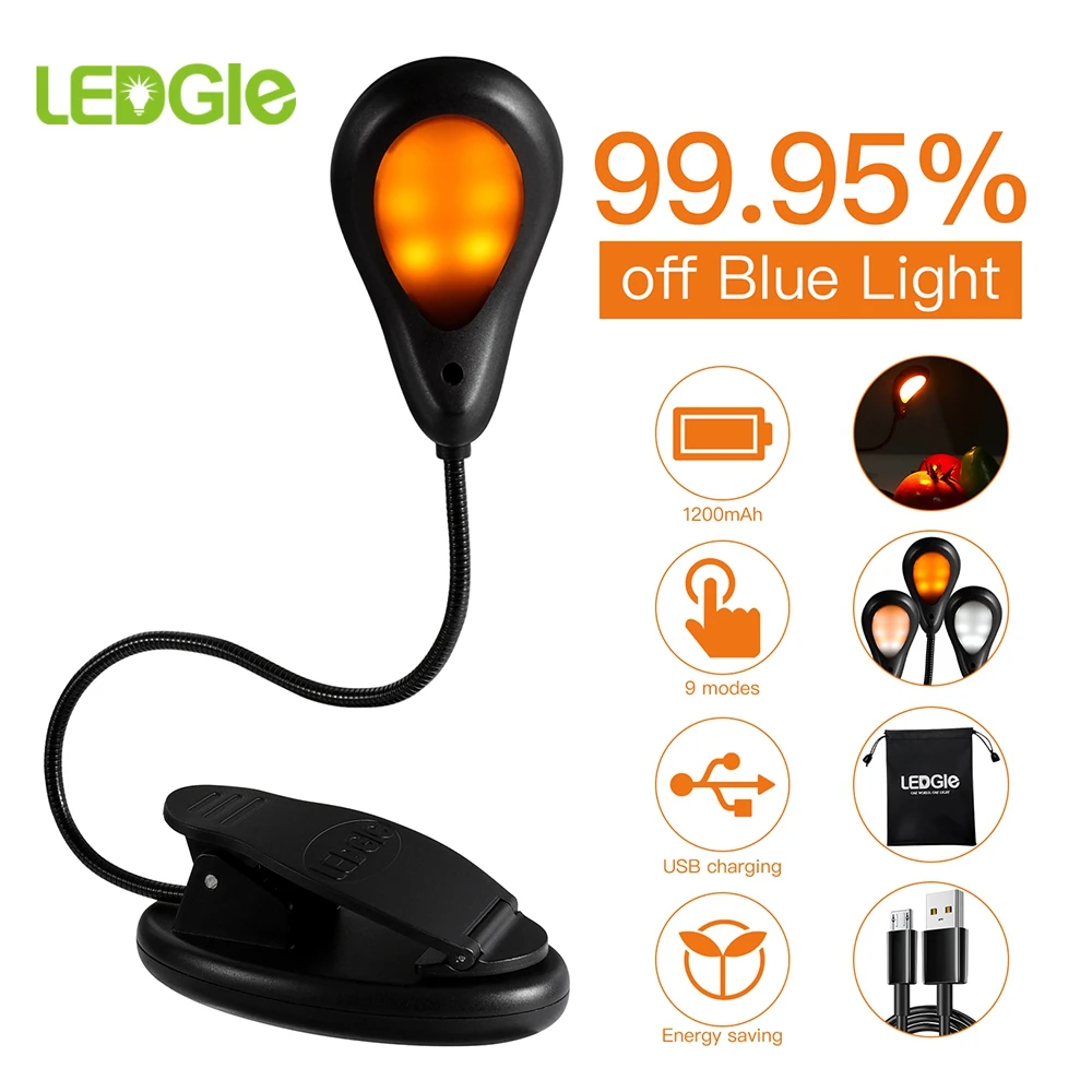 

Amber Table Lamp 12 Led Desk Lamp 9 Modes Dimmable Study Lamps Gooseneck Desktop USB Rechargeable Flexible Light for Book in Bed