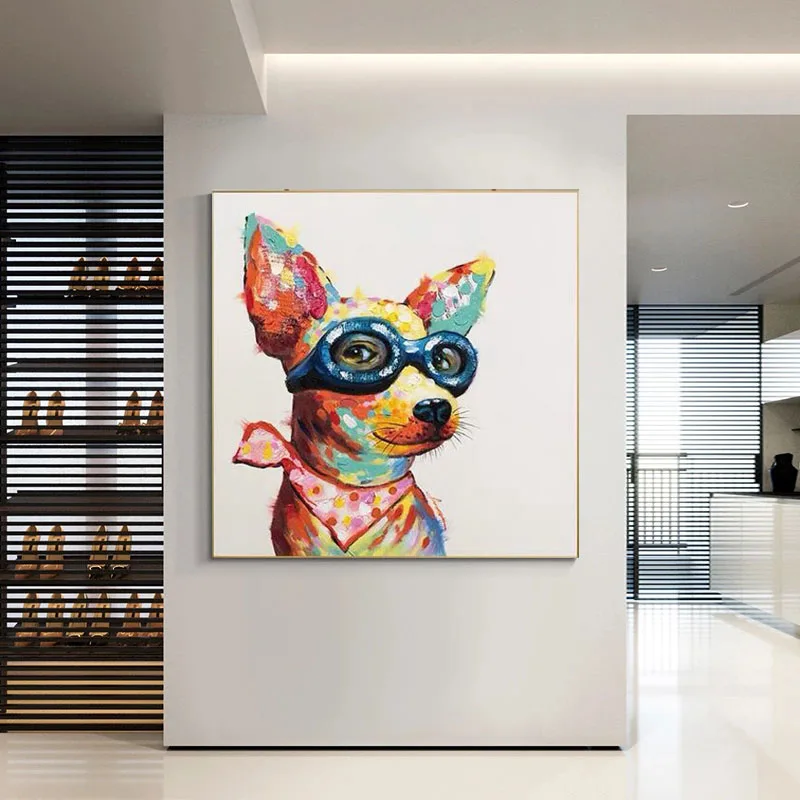 

Aritist hand made Dog Oil Painting On Canvas Poster Modern Animal picture Wall Decor Pictures for Living Room Bedroom Wall Art