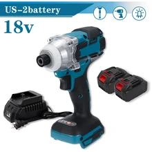 18v sem fio chave de fenda elétrica velocidade brushless chave de impacto rechargable drill driver + led luz para makita 18v bateria