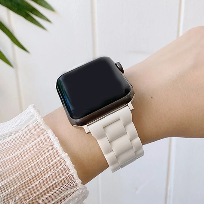 de plástico para Apple Watch Series 7, 6, 4, 3, 2, correa de pulsera para 45/41/42/38mm, repuesto de reloj para mujer a la moda|Correas de - AliExpress