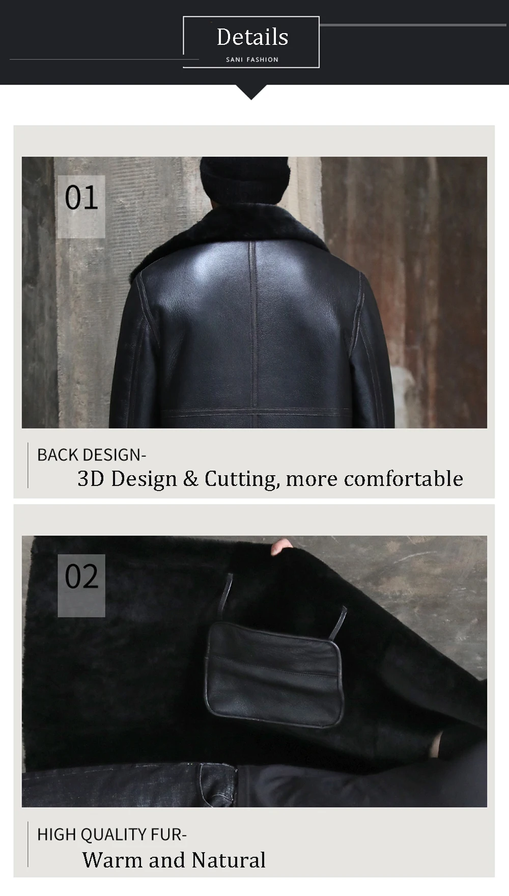 SANI Long Sheepskin Shearling Fur Jacket Men Winter Fur Coat Real Sheepskin Leather Genuine Suedue Thicken Long Fur Outwear