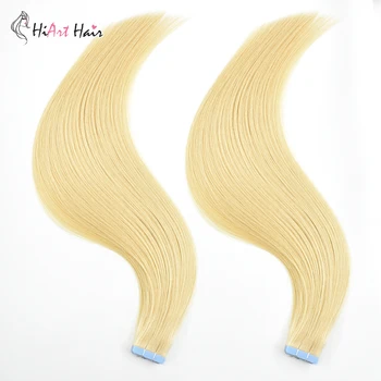 

HiArt Tape In Human Hair 2.5g/pc Salon Double Drawn Real Hair Skin Weft Hair Extensions Adhesive Russian Hair Straight 22"