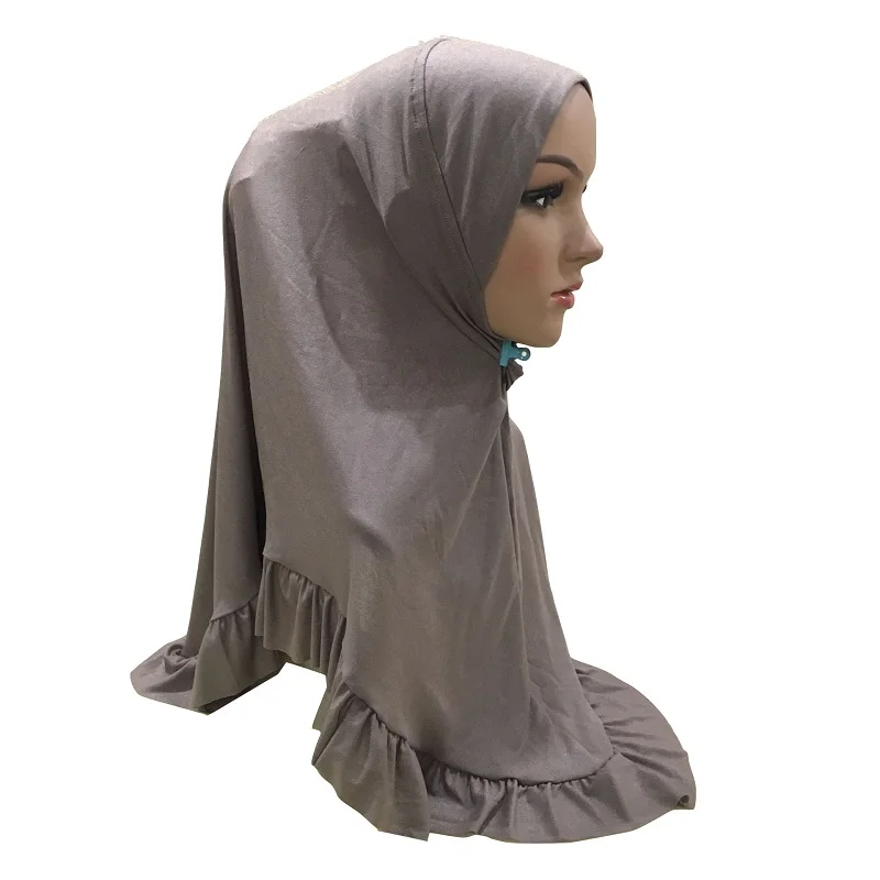khaki Модный женский цельный хиджаб Amira Instant с воланами лотоса, Мягкий головной убор, мусульманский головной убор, натягивающий головной убор - Цвет: khaki