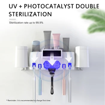 

Toothbrush Sterilizer Automatic Toothpaste Dispenser Tooth Brush Toothpaste Holder Antibacteria UV Light Ultraviolet Sterilizer