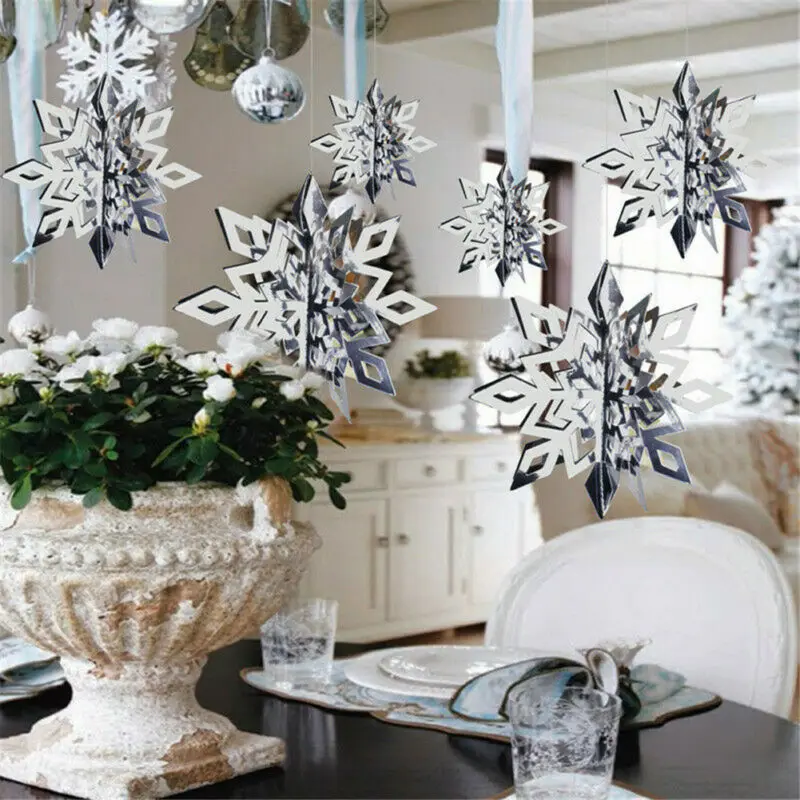 6 шт./компл. 3D белые рождественские орнаменты снежинки Рождественская елка висячие украшения домашний декор