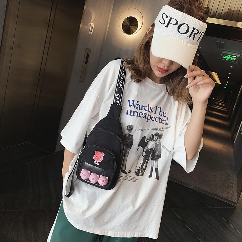 

Cartoon Cute Canvas Bag Women's 2019 New Style Summer Hipster Sesame Street INS Harajuku Online Celebrity Shoulder Bag