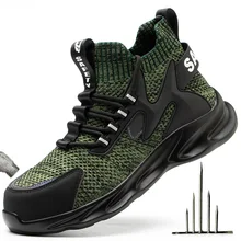 

Men Sneakers Work Boots With Steel Toe Cap For Lightweight Breathable Anti-Puncture Safety Shoes