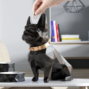 

cute coin bank box piggy bank resin Dog figurine home decorations coin storage box holder toy child gift money box dog for kids